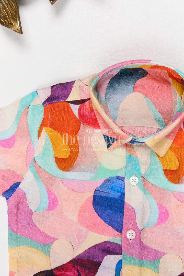 The Nesavu Boys Cotton Shirt Boys Printed Cotton Shirt for Summer Outings and Casual Wear Nesavu Nesavu boys printed cotton shirt for summer outings breathable muslin cotton digital print shirt