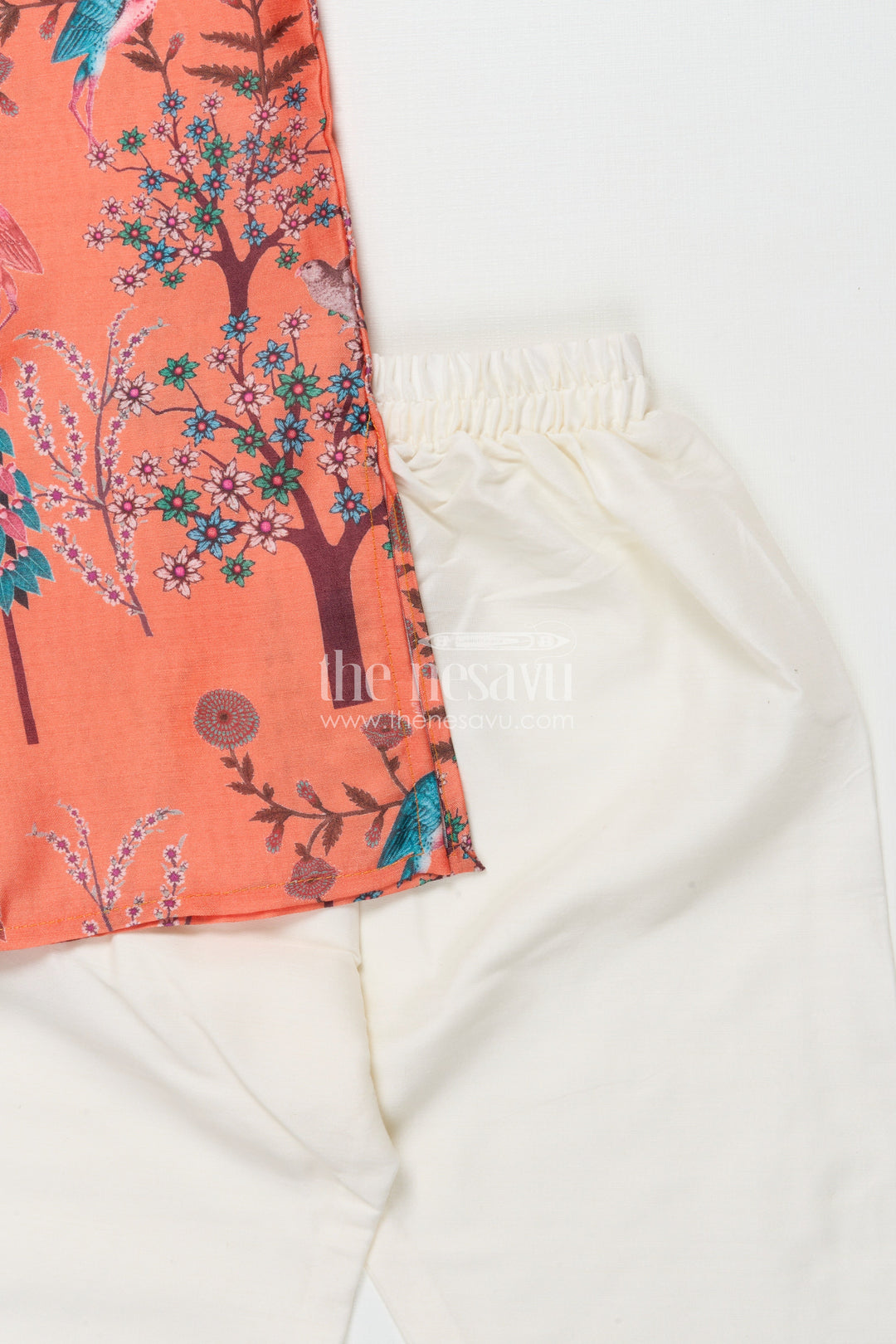 The Nesavu Boys Kurtha Set Boys Printed Kurta Set for Ethnic School Days and Festive Wear Nesavu Nesavu boys printed silk blend kurta set forest design ideal cultural days ethnic celebrations