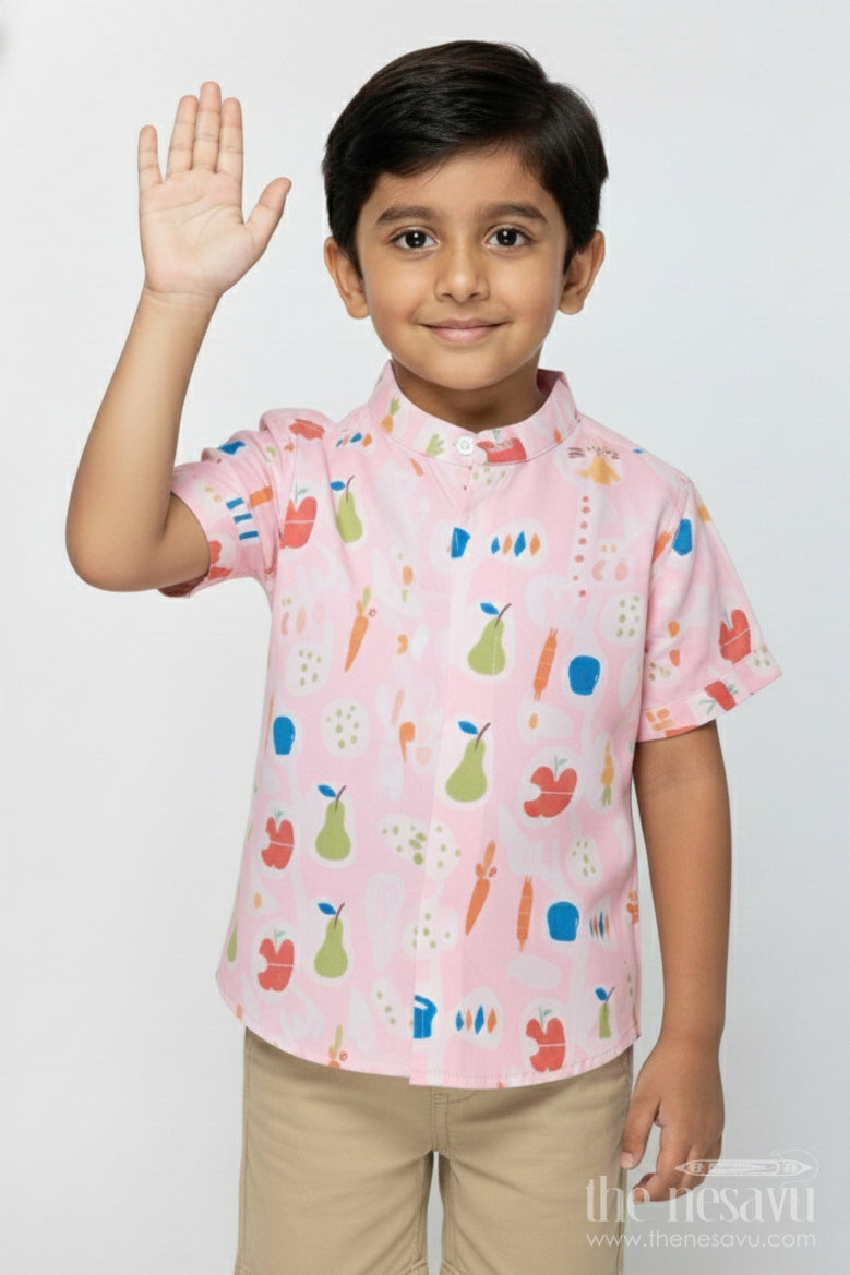 The Nesavu Boys Linen Shirt Boys Printed Linen Shirt for Everyday Fun and Creative Dressing Nesavu 16 (1Y) / Multicolor BS379A-16 Nesavu boys printed linen blend shirt with quirky digital design for casual and creative days