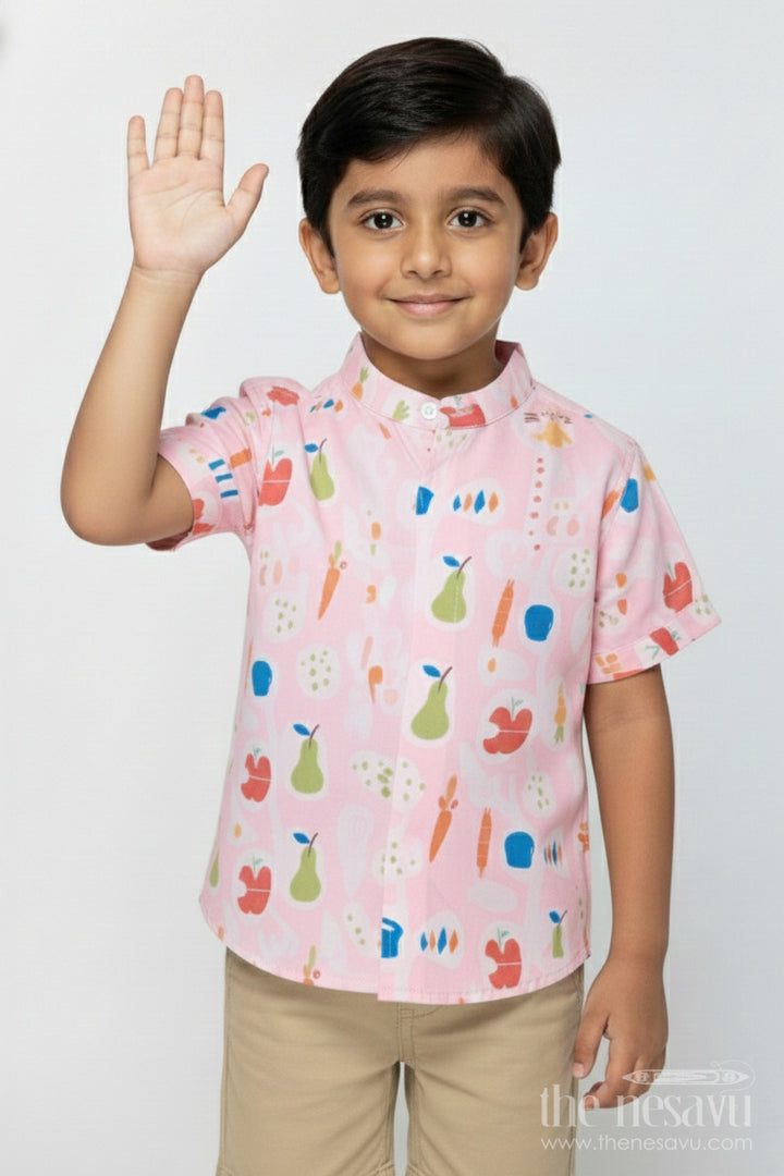 The Nesavu Boys Linen Shirt Boys Printed Linen Shirt for Everyday Fun and Creative Dressing Nesavu 16 (1Y) / Multicolor BS379A-16 Nesavu boys printed linen blend shirt with quirky digital design for casual and creative days