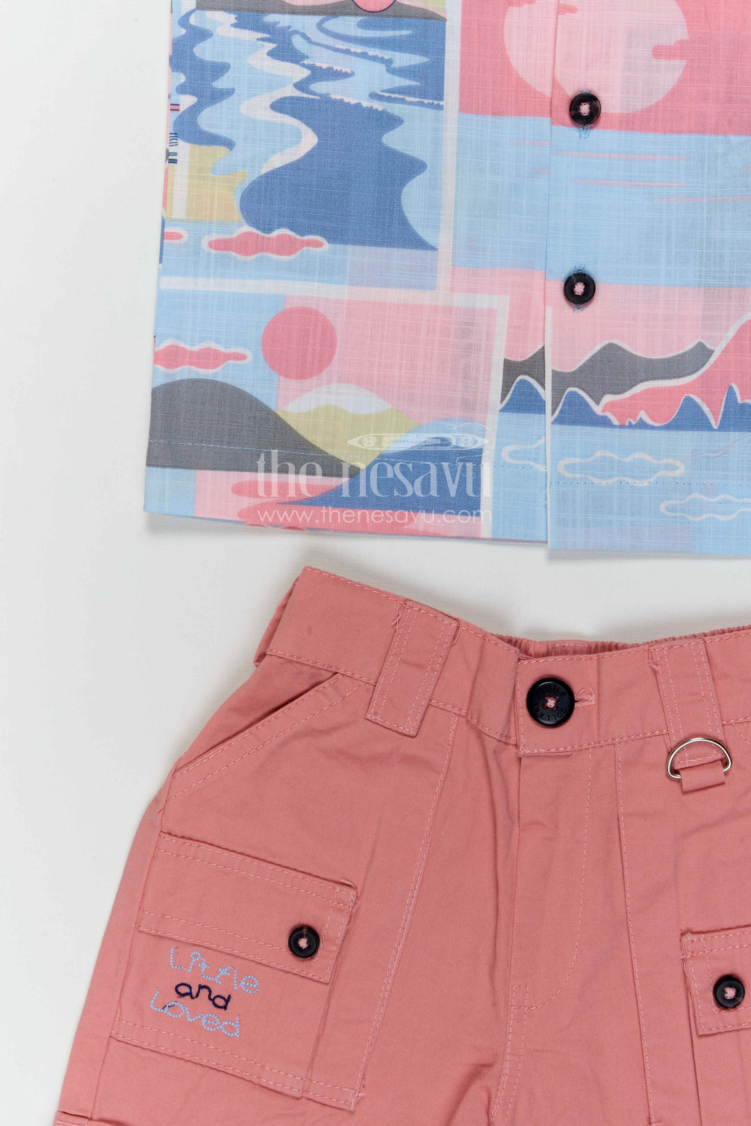 The Nesavu Boys Casual Set Boys Printed Shirt and Shorts Set for Vacations and Casual Wear Nesavu Nesavu boys printed shirt and shorts set for vacations and casual wear with breathable cotton and playful design
