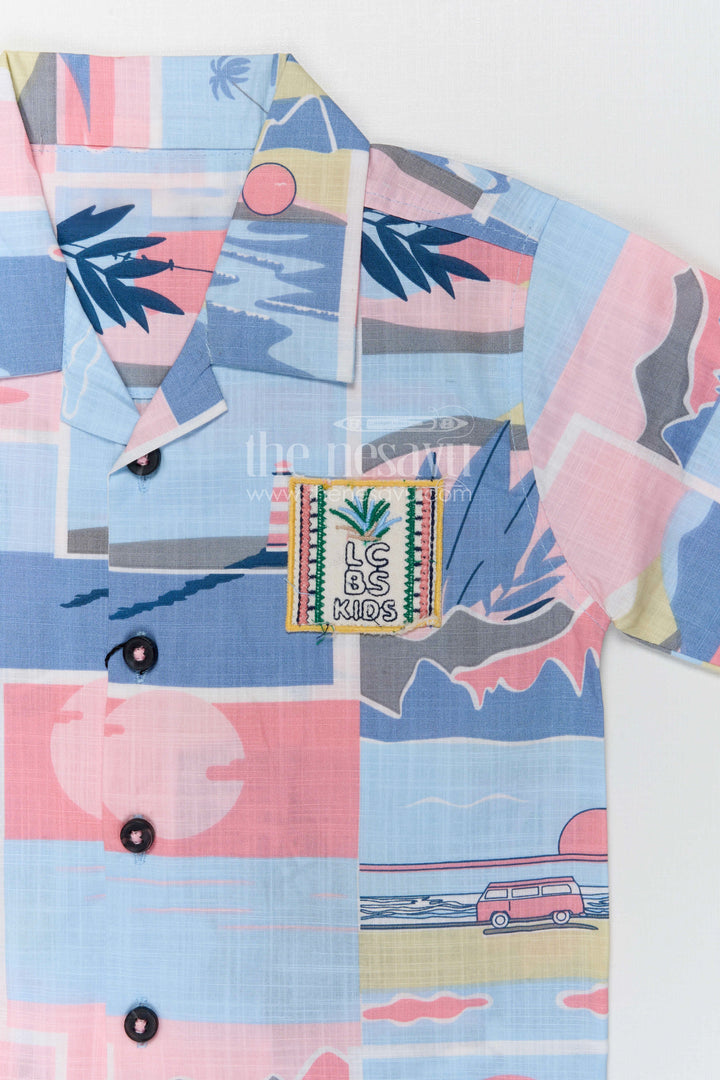 The Nesavu Boys Casual Set Boys Printed Shirt and Shorts Set for Vacations and Casual Wear Nesavu Nesavu boys printed shirt and shorts set for vacations and casual wear with breathable cotton and playful design