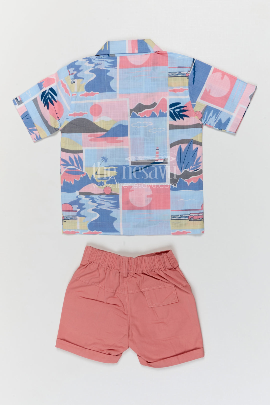 The Nesavu Boys Casual Set Boys Printed Shirt and Shorts Set for Vacations and Casual Wear Nesavu Nesavu boys printed shirt and shorts set for vacations and casual wear with breathable cotton and playful design