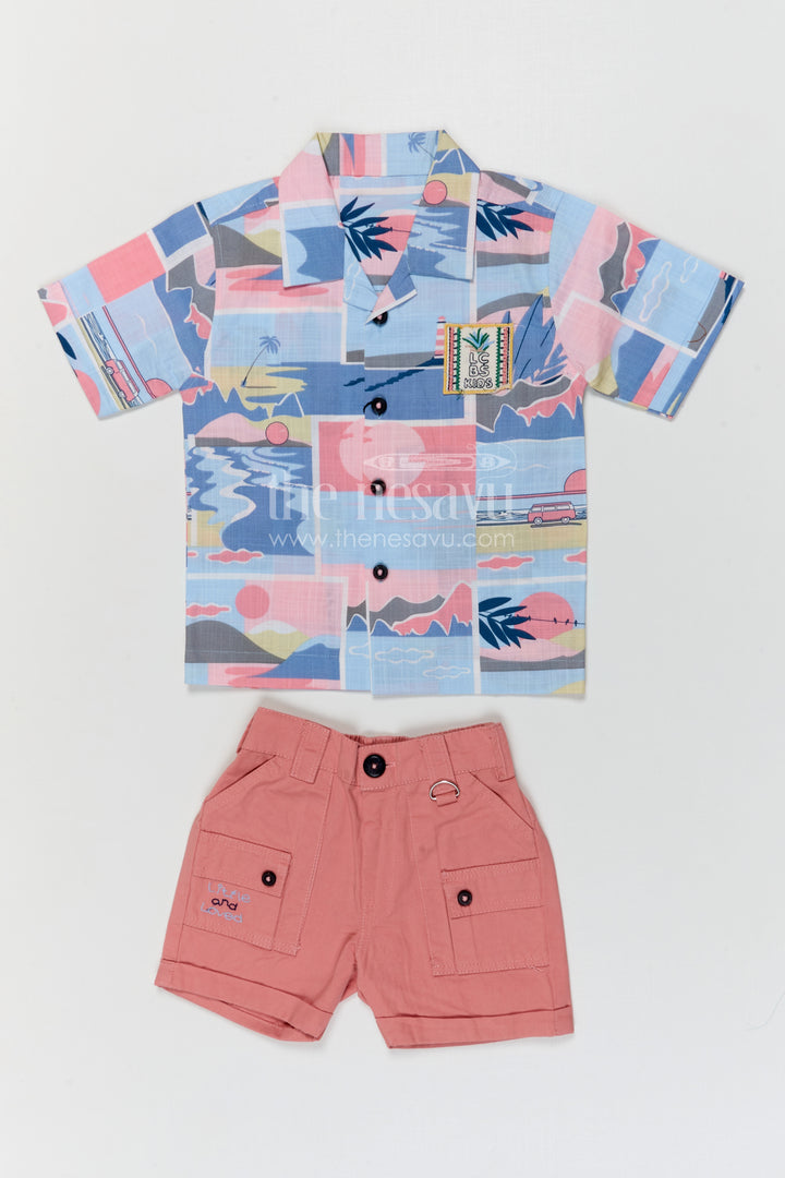 The Nesavu Boys Casual Set Boys Printed Shirt and Shorts Set for Vacations and Casual Wear Nesavu Nesavu boys printed shirt and shorts set for vacations and casual wear with breathable cotton and playful design
