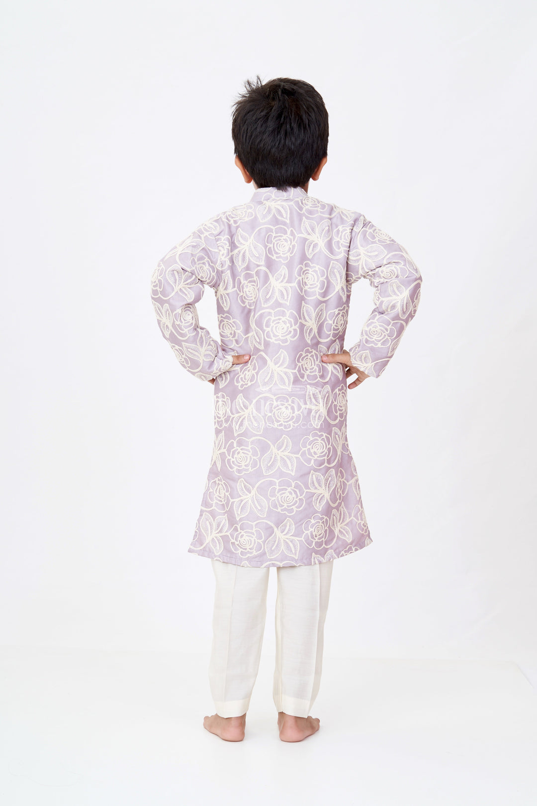 The Nesavu Boys Kurtha Set Boys Purple Kurtha in Silk Blend with Designer Embroidery and Elegant Traditional Look Nesavu Nesavu Boys Purple Kurtha Silk Blend Designer Embroidery Traditional Charm