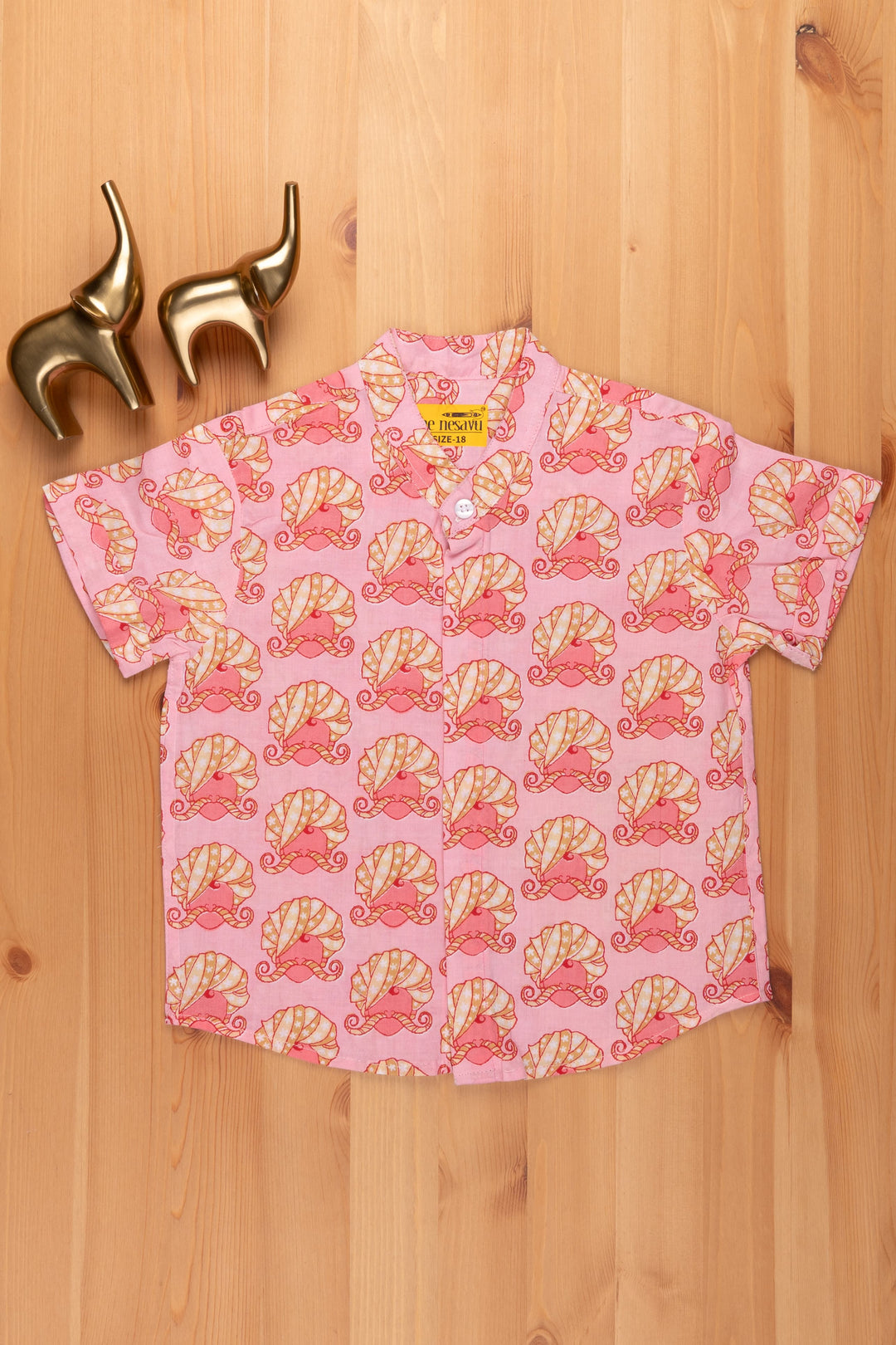 The Nesavu Boys Cotton Shirt Boys Rajasthani Printed Pink Cotton Shirt by The Nesavu psr silks Nesavu