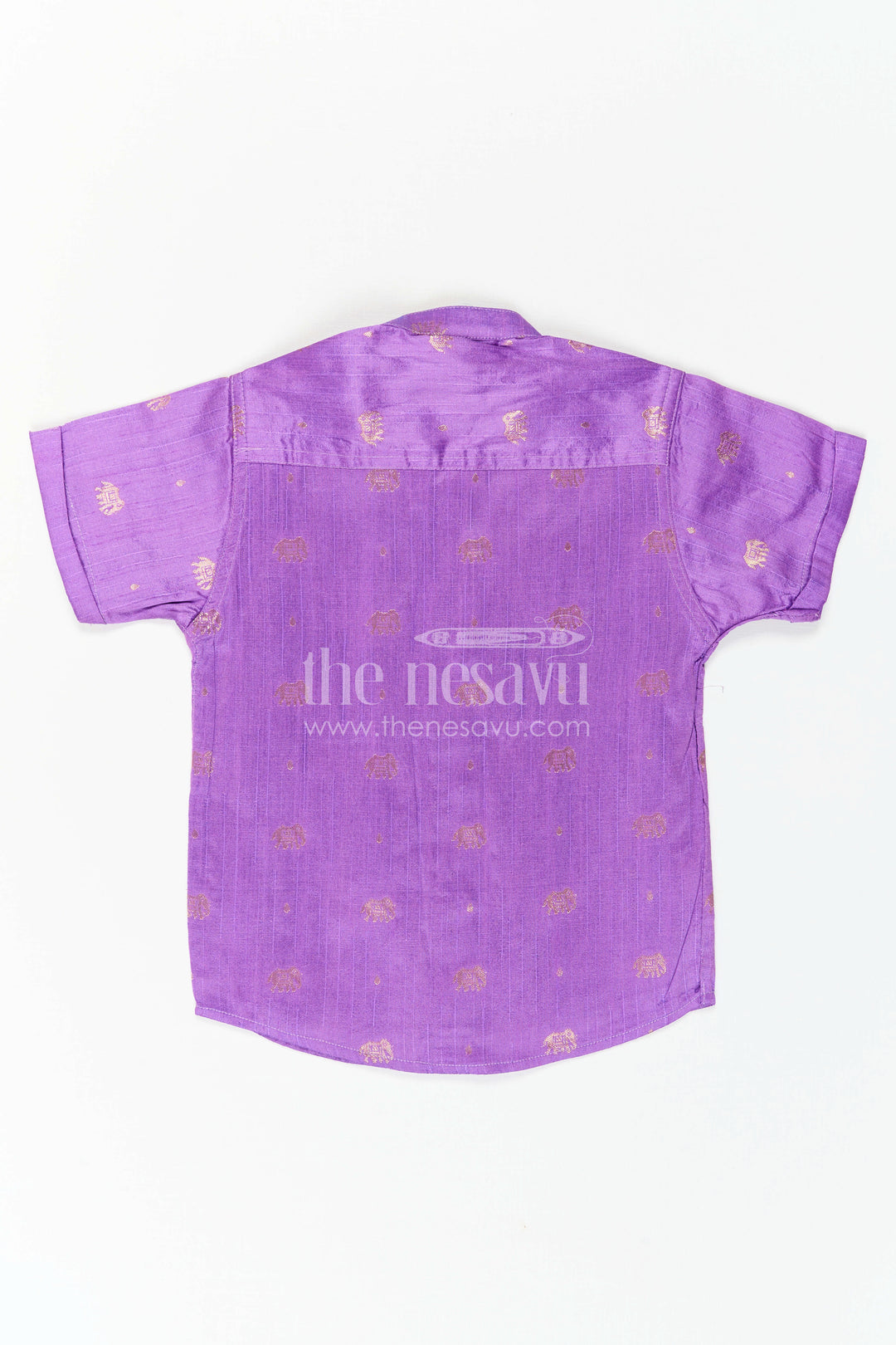 The Nesavu Boys Silk Shirt Boys Raw Silk Shirt for Festive Family Celebrations and Weddings Nesavu Nesavu Boys Raw Silk Shirt With Jacquard Elephant Butta For Weddings And Festive Occasions