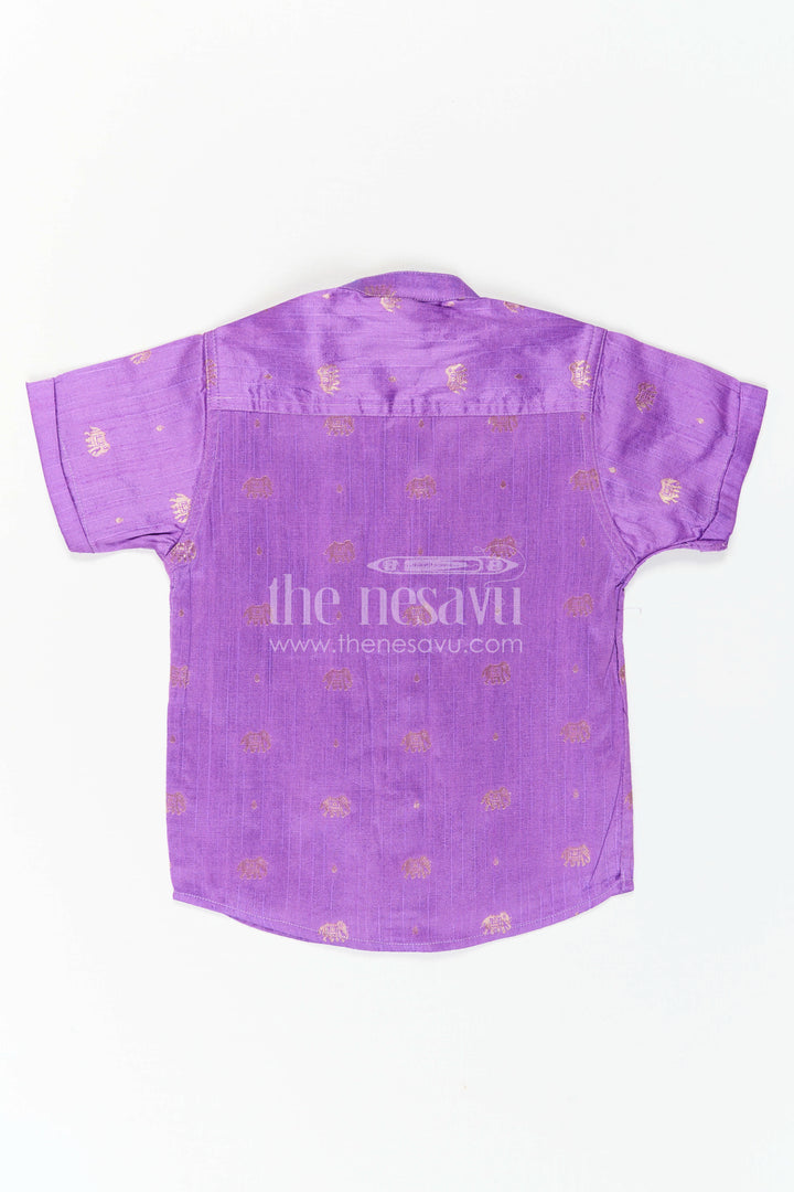 The Nesavu Boys Silk Shirt Boys Raw Silk Shirt for Festive Family Celebrations and Weddings Nesavu Nesavu Boys Raw Silk Shirt With Jacquard Elephant Butta For Weddings And Festive Occasions