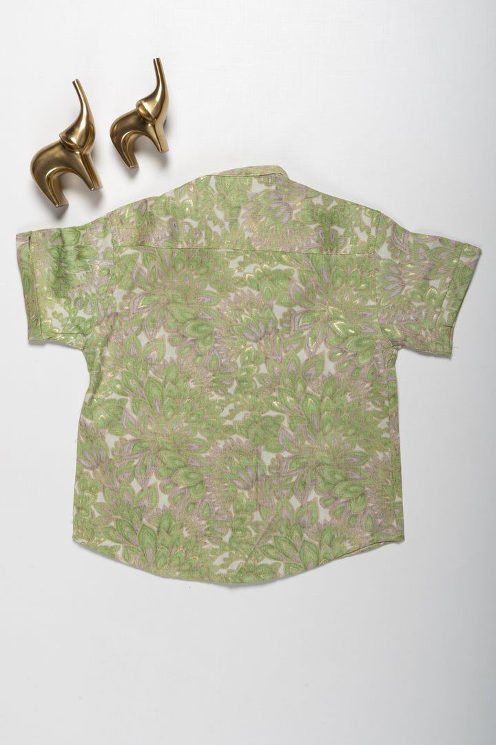 The Nesavu Boys Cotton Shirt Boys Rayon Shirt with Green Floral Pattern - Stylish and Comfortable Nesavu Boys Rayon Shirt with Green Floral Pattern | Stylish and Comfortable | The Nesavu