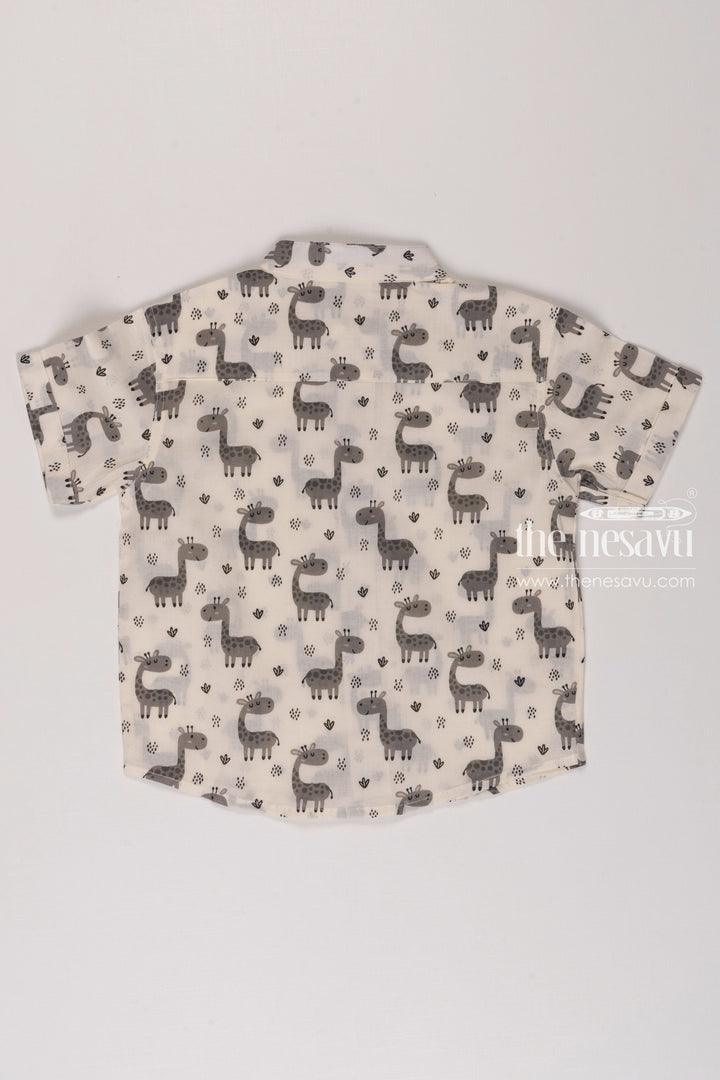 The Nesavu Boys Cotton Shirt Boys SafariInspired Giraffe Print Cotton Shirt  Comfort Fit & Stylish Nesavu Stylish Boys Giraffe Printed Cotton Shirt | Kid Friendly Design Premium Comfort | The Nesavu