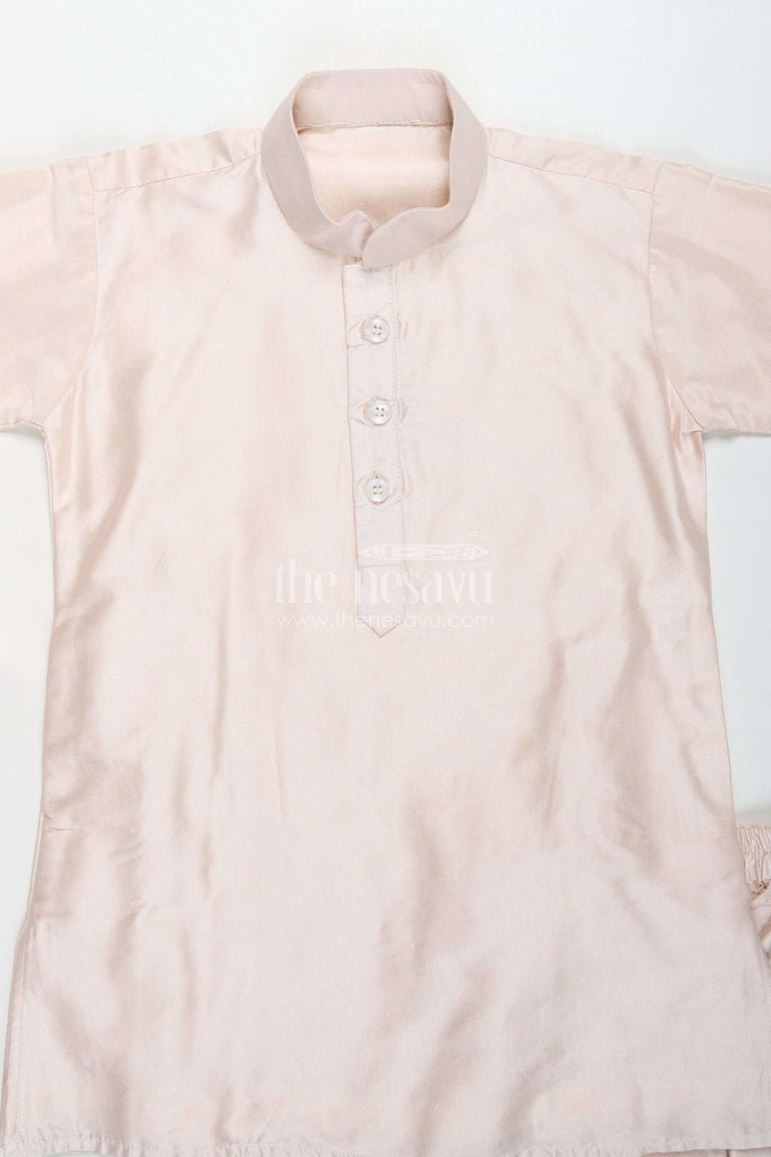 The Nesavu Boys Jacket Sets Boys Sherwani Jacket in Beige Viscose Blend with Sequin Embroidery and Coordinated Kurta Pants Nesavu Nesavu Boys Beige Sherwani Jacket Embroidered Sequins Viscose Fabric Coordinated Set