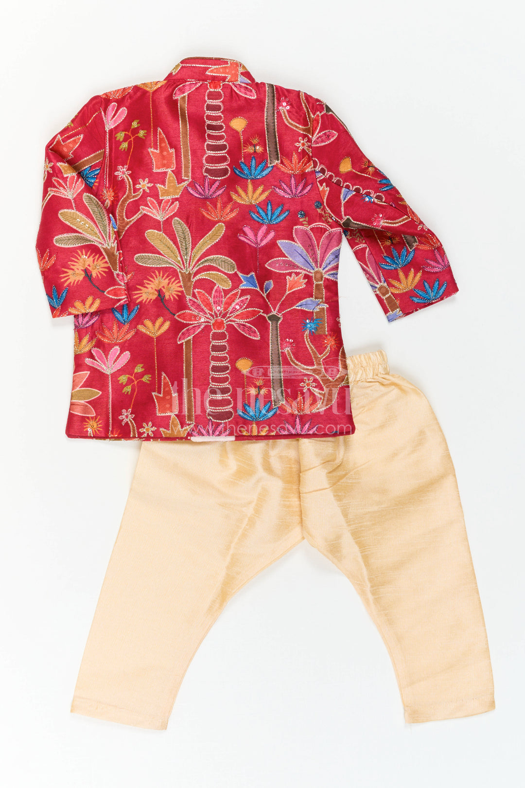 The Nesavu Boys Sherwani Boys Sherwani Outfit for Wedding Ceremonies and Festive Occasions Nesavu Nesavu Boys Sherwani Outfit For Wedding Ceremonies With Embroidered Viscose Silk Festive Wear Set