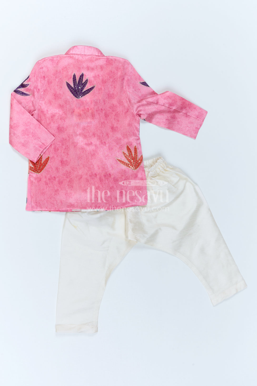 The Nesavu Boys Sherwani Boys Sherwani Set for Festival and Traditional Functions Nesavu Nesavu Boys Sherwani Set Viscose Silk With Sequence Embroidery For Festive And Traditional Wear