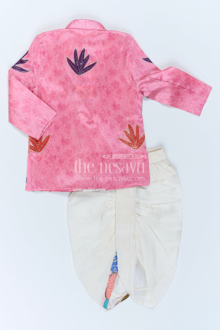 The Nesavu Boys Sherwani Boys Sherwani Set for Festival and Traditional Functions Nesavu Nesavu Boys Sherwani Set Viscose Silk With Sequence Embroidery For Festive And Traditional Wear