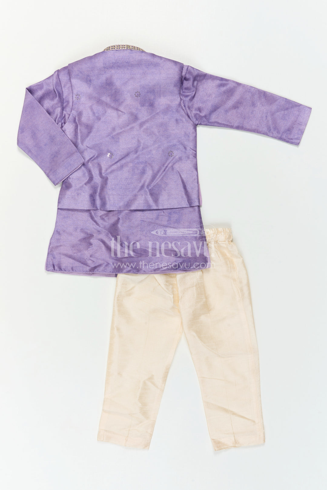 The Nesavu Boys Dothi Set Boys Sherwani Set for Festive Wear and Cultural Celebrations Nesavu Nesavu Boys Sherwani Set For Festive Wear With Designer Jacket And Traditional Dhoti Outfit