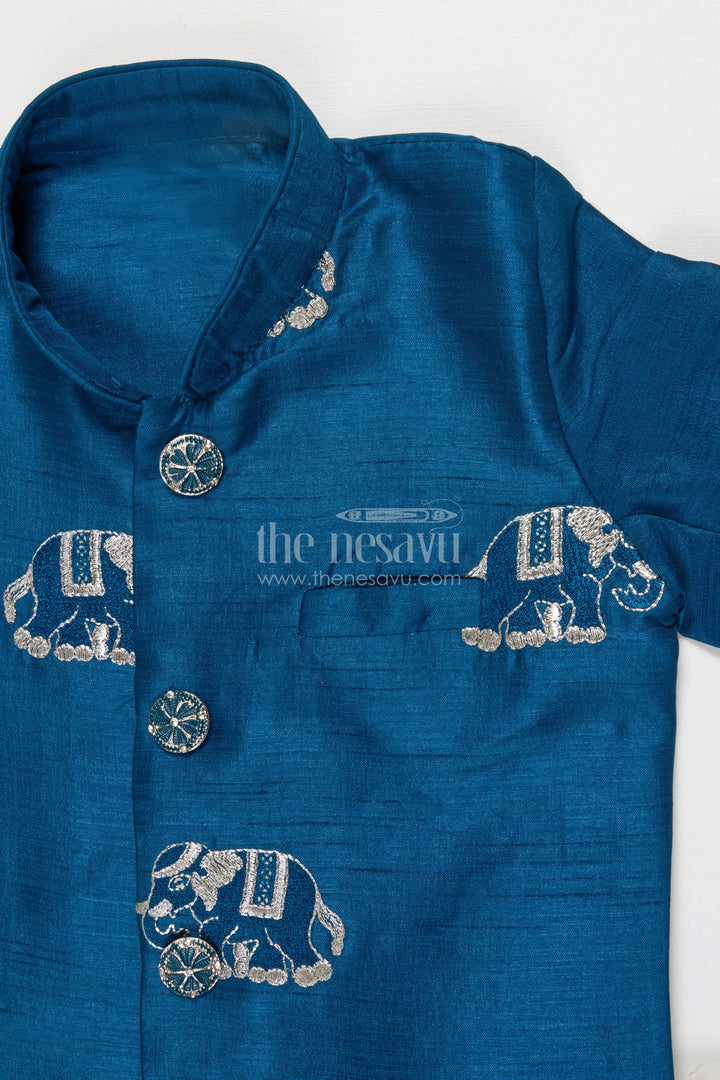 The Nesavu Boys Sherwani Boys Sherwani Set for Weddings and Traditional Events Nesavu Nesavu boys sherwani thread embroidery weddings festive Indian functions