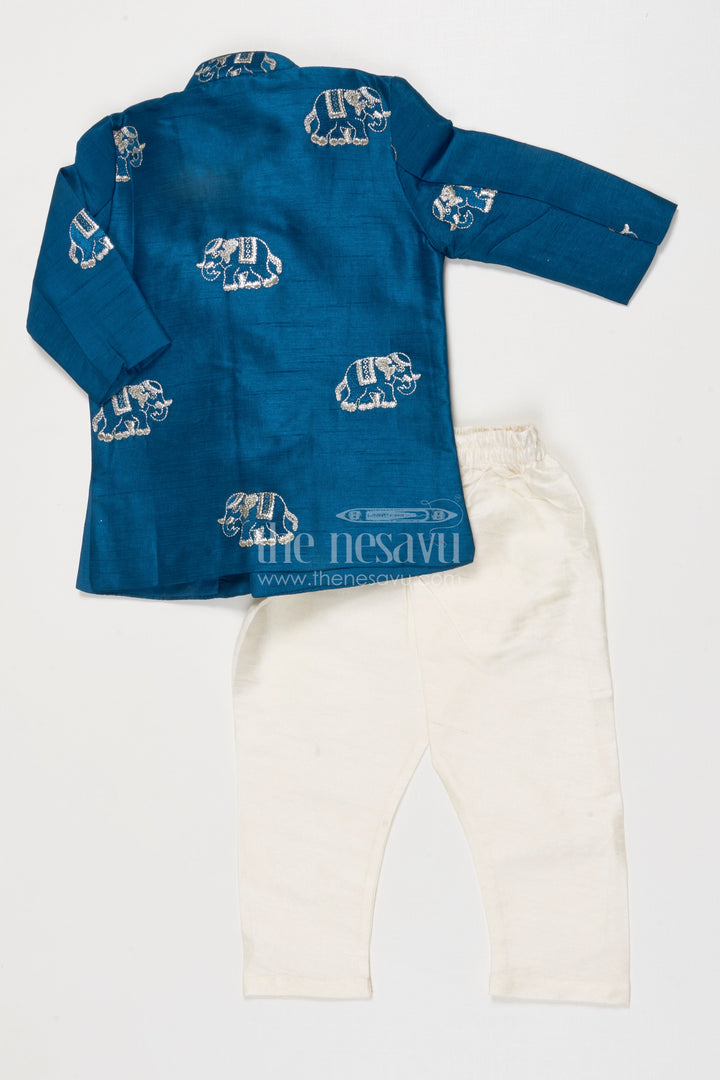 The Nesavu Boys Sherwani Boys Sherwani Set for Weddings and Traditional Events Nesavu Nesavu boys sherwani thread embroidery weddings festive Indian functions