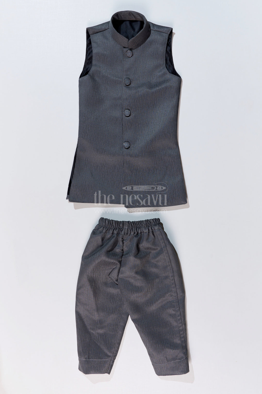 The Nesavu Boys Jacket Sets Boys Sherwani with Long Jacket in Silk Blend with Designer Embroidery and Elegant Detailing Nesavu Nesavu Boys Sherwani Long Jacket Silk Blend Designer Embroidery Regal Charm