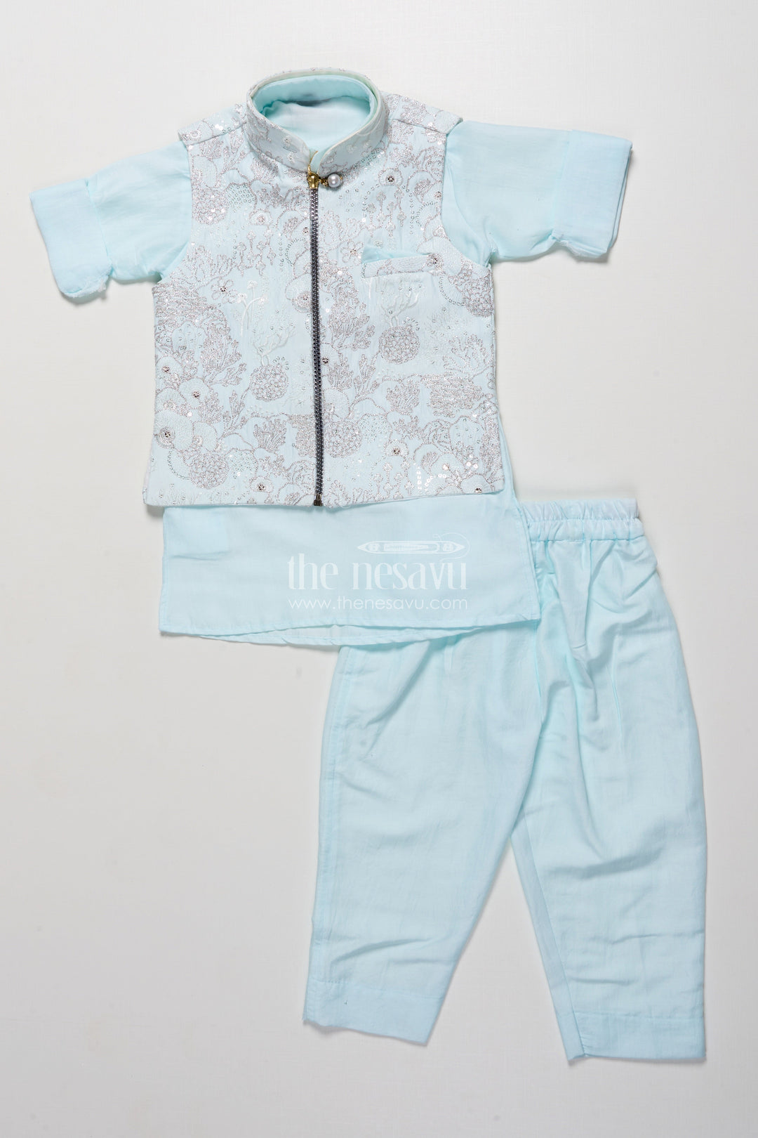 The Nesavu Boys Jacket Sets Boys Silk Blend Jacket Set for Festive Occasions and Weddings Nesavu Nesavu boys silk blend jacket set embroidered designer jacket weddings festive occasions