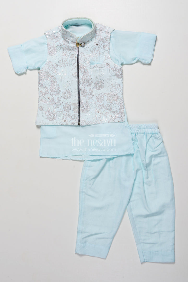 The Nesavu Boys Jacket Sets Boys Silk Blend Jacket Set for Festive Occasions and Weddings Nesavu Nesavu boys silk blend jacket set embroidered designer jacket weddings festive occasions