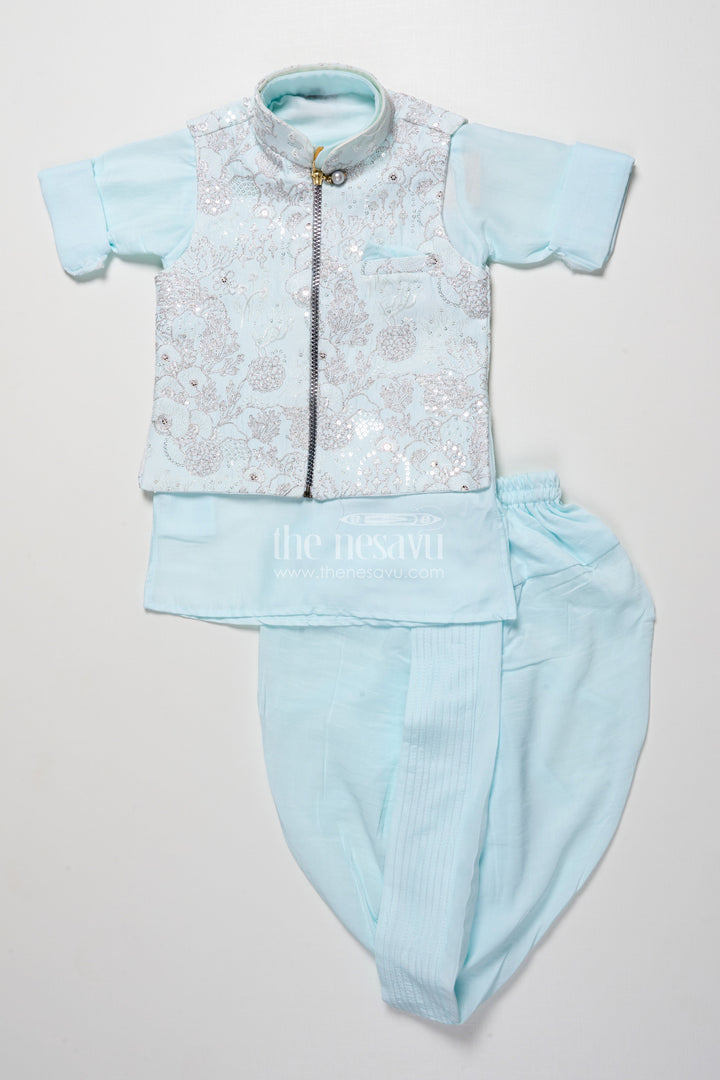 The Nesavu Boys Jacket Sets Boys Silk Blend Jacket Set for Festive Occasions and Weddings Nesavu Nesavu boys silk blend jacket set embroidered designer jacket weddings festive occasions