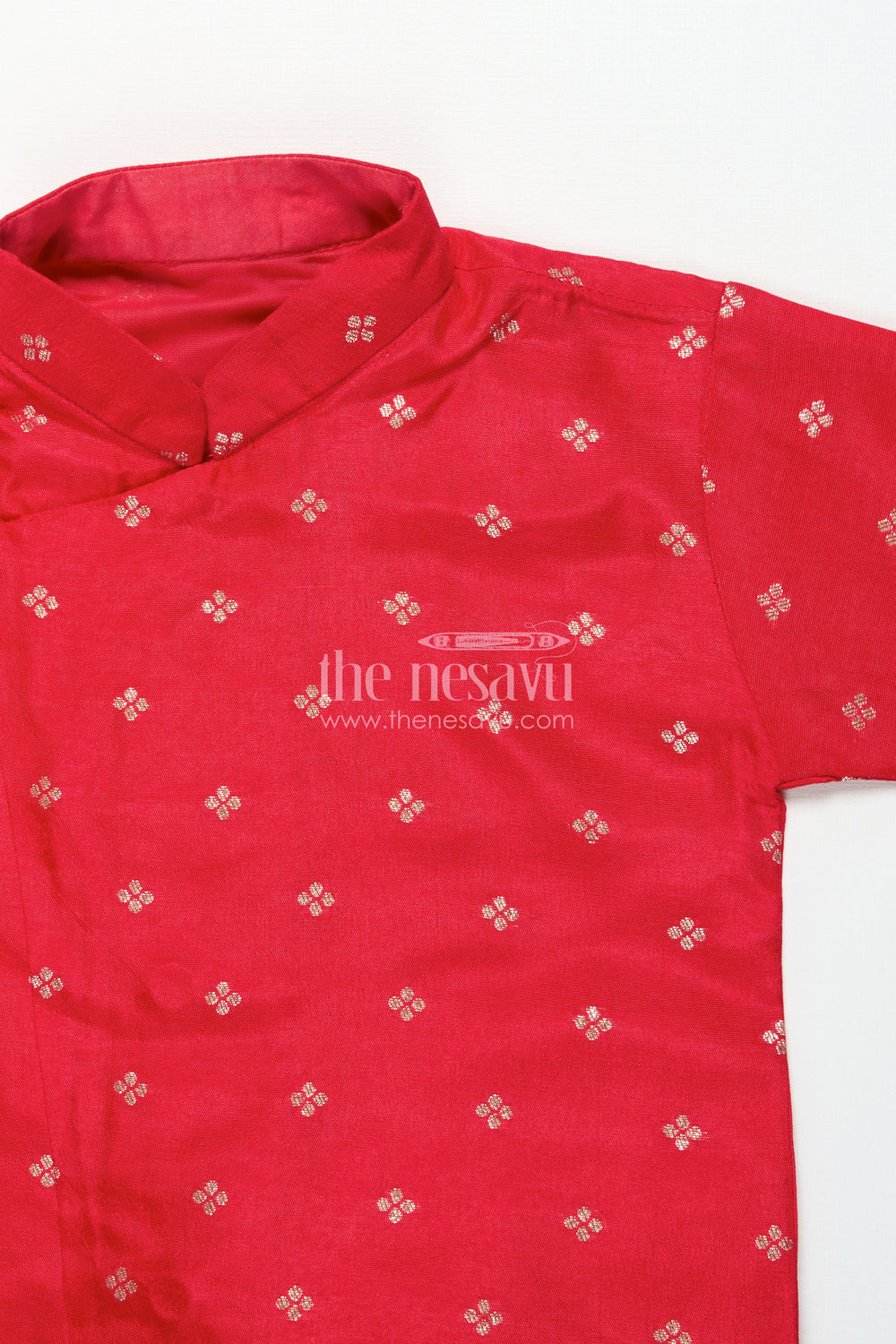 The Nesavu Boys Dothi Set Boys Silk Dhoti Set for Weddings and Traditional Celebrations Nesavu Nesavu boys silk blend dhoti kurta set zari butta weddings family celebrations