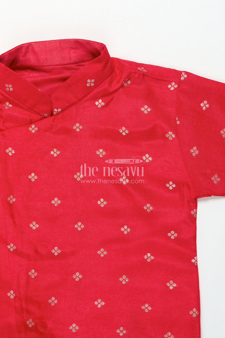 The Nesavu Boys Dothi Set Boys Silk Dhoti Set for Weddings and Traditional Celebrations Nesavu Nesavu boys silk blend dhoti kurta set zari butta weddings family celebrations