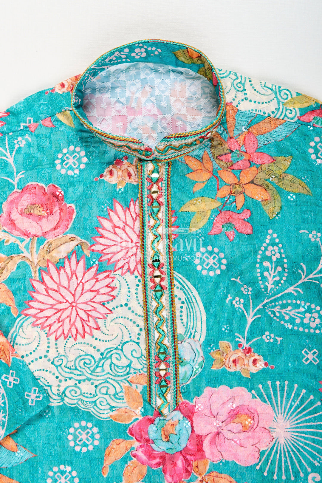 The Nesavu Boys Kurtha Set Boys silk kurta set for celebrations and cultural functions Nesavu Nesavu boys silk kurta set digital print sequin work  perfect festive school functions