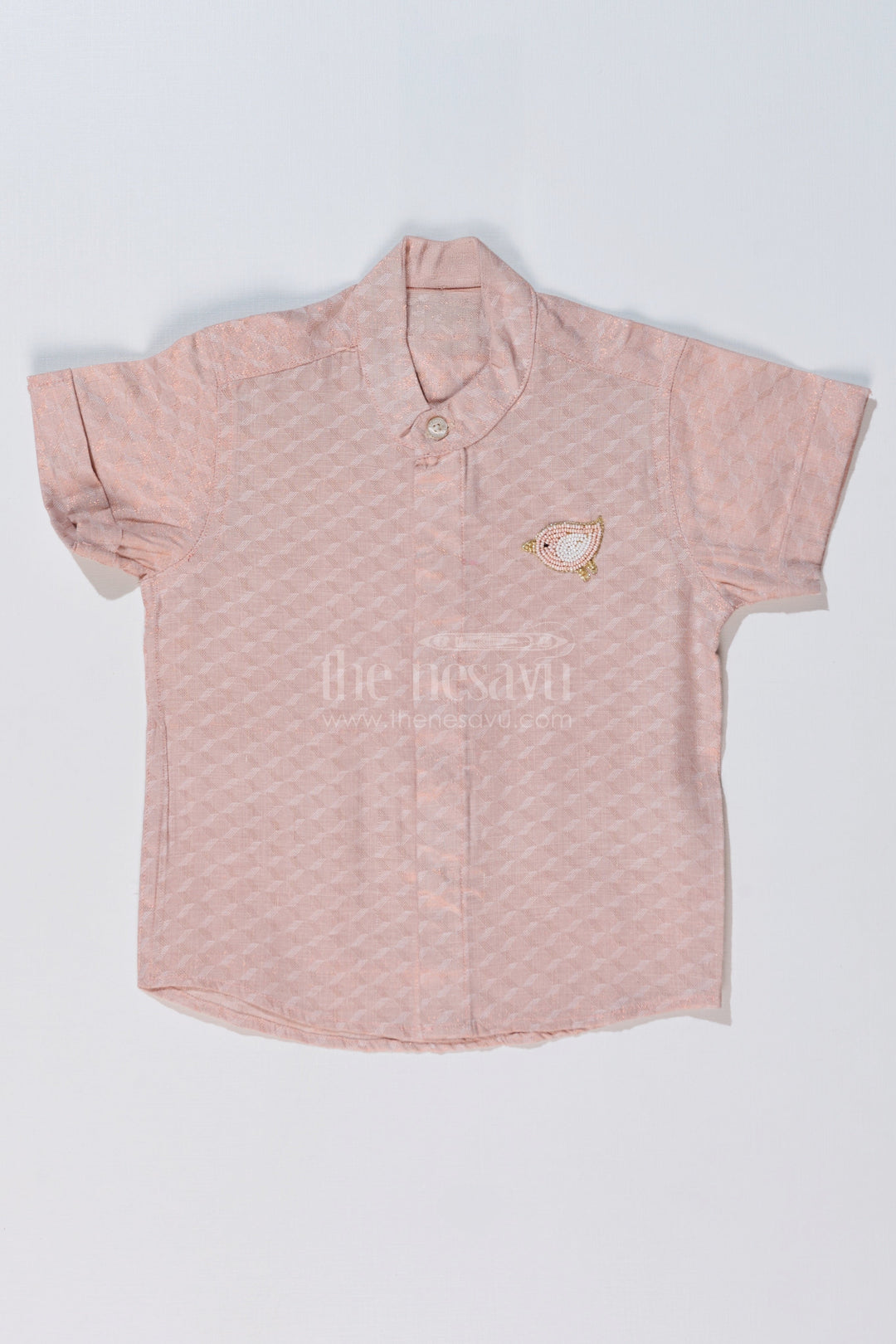 The Nesavu Boys Silk Shirt Boys Silk Long Shirt with Bird Embroidery and Mandarin Collar for Festive Wear Nesavu 16 (1Y) / Gold BS223AD-16 Nesavu Boys Silk Long Shirt Bird Embroidery Mandarin Collar Traditional Wear