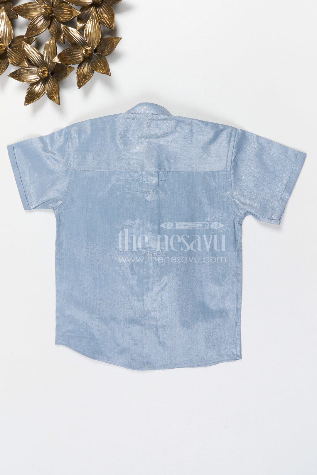 The Nesavu Boys Silk Shirt Boys Silk Shirt for Festive and Traditional Nesavu Nesavu boys tissue silk festive shirt with embroidered front panel