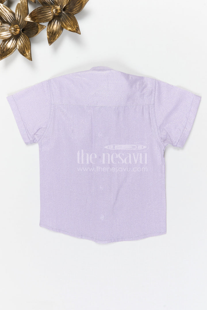 The Nesavu Boys Silk Shirt Boys Silk Shirt for Festive and Traditional Celebrations Nesavu Nesavu boys tissue silk festive shirt with embroidered panel