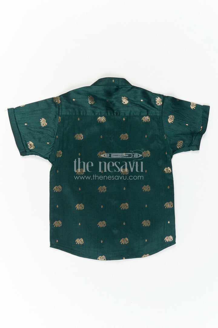 The Nesavu Boys Silk Shirt Boys Silk Shirt for Festive Celebrations and Traditional Gatherings Nesavu Nesavu Boys Raw Silk Shirt With Jacquard Elephant Butta Design For Festive Occasions