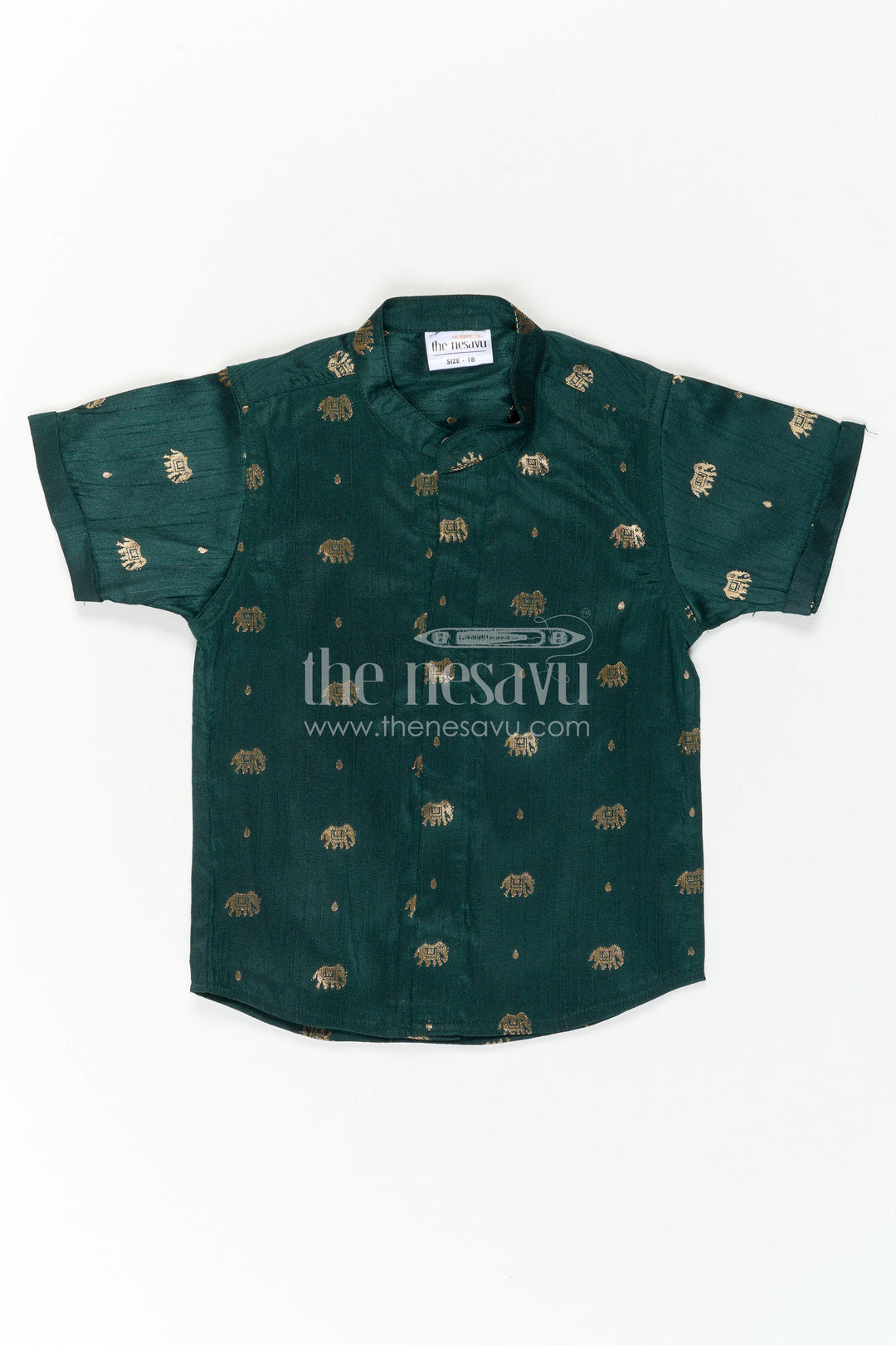 The Nesavu Boys Silk Shirt Boys Silk Shirt for Festive Celebrations and Traditional Gatherings Nesavu Nesavu Boys Raw Silk Shirt With Jacquard Elephant Butta Design For Festive Occasions
