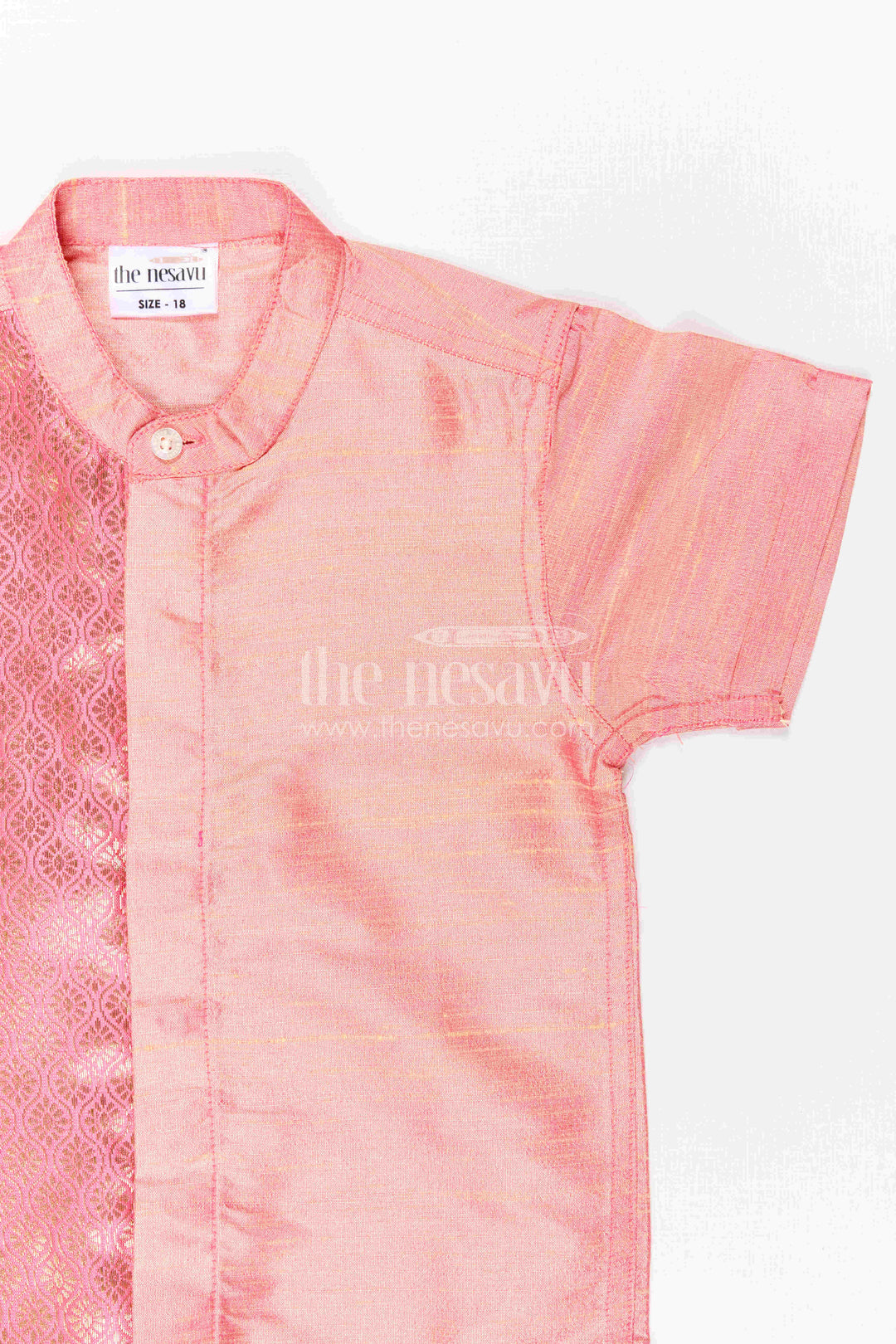 The Nesavu Boys Silk Shirt Boys Silk Shirt for Festive Weddings and Traditional Family Functions Nesavu Nesavu Boys Raw Silk Shirt With Jacquard Woven Panel For Weddings And Festive Occasions
