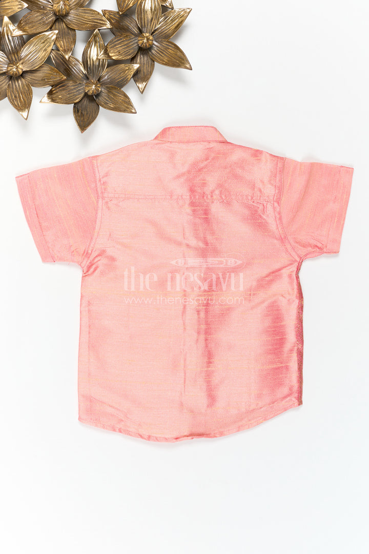 The Nesavu Boys Silk Shirt Boys Silk Shirt for Festive Weddings and Traditional Family Functions Nesavu Nesavu Boys Raw Silk Shirt With Jacquard Woven Panel For Weddings And Festive Occasions