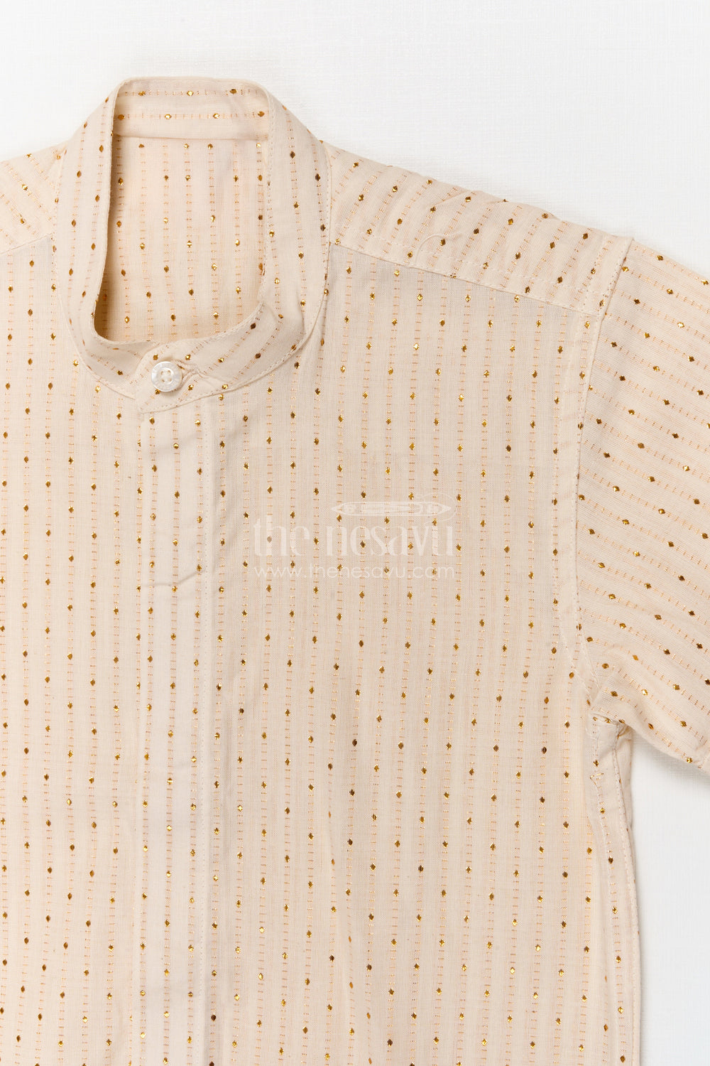 The Nesavu Boys Silk Shirt Boys Silk Shirt for Traditional Functions and Festive Wear Nesavu Nesavu boys tissue silk shirt with ethnic design for weddings and traditional occasions