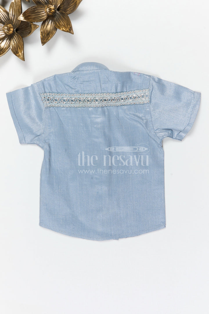 The Nesavu Boys Silk Shirt Boys Silk Shirt for Wedding and Festive Wear Nesavu Nesavu Boys Tissue Silk Shirt For Wedding Celebrations And Festive Traditional Occasions