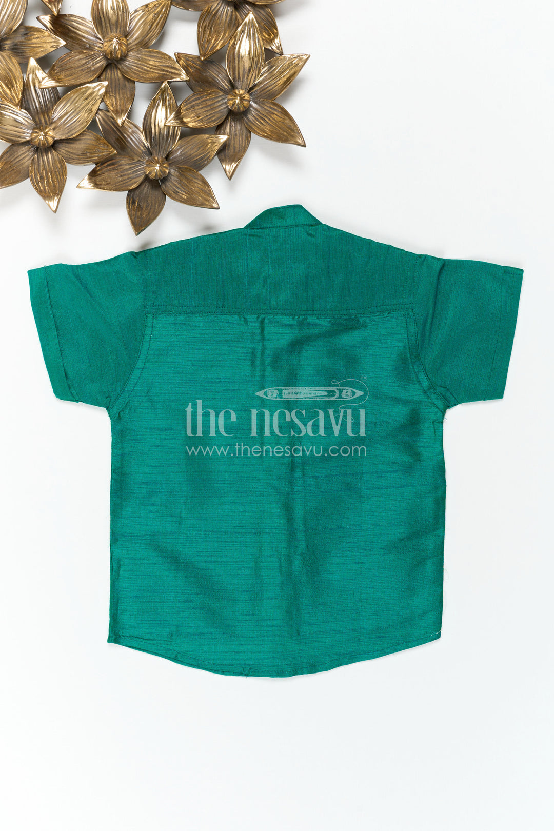 The Nesavu Boys Silk Shirt Boys Silk Shirt for Wedding Functions and Cultural Occasions Nesavu Nesavu Boys Raw Silk Shirt With Woven Jacquard Panel For Weddings And Festive Occasions