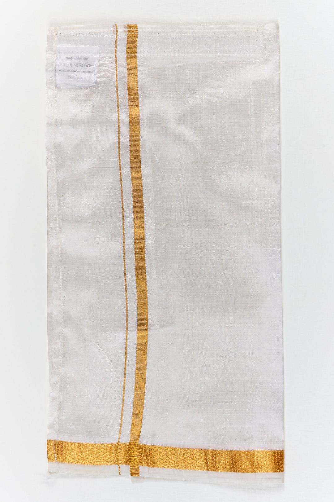 The Nesavu Boys Vesti Boys Silk Vesti for Traditional Functions and Poojas Nesavu 14 (6M) / White / Silk D048A-14 Nesavu boys silk vesti with zari detailing for traditional events and festive ceremonies