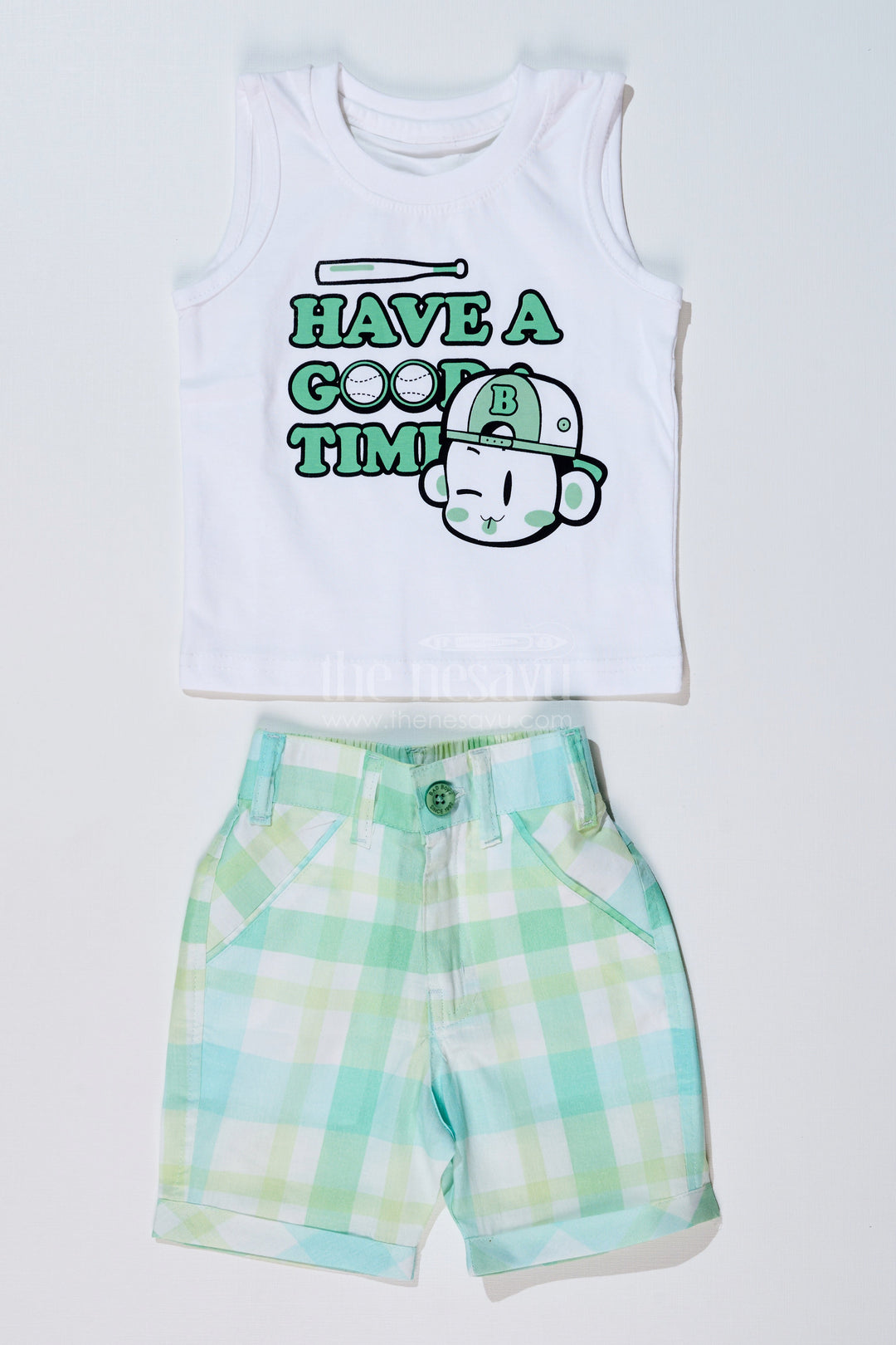 The Nesavu Boys Casual Set Boys Smart Casual Shirts with Checked Shorts and Graphic T-Shirt for Everyday Wear Nesavu Nesavu Boys Smart Casual Shirt Set Checked Shorts Printed T-Shirt