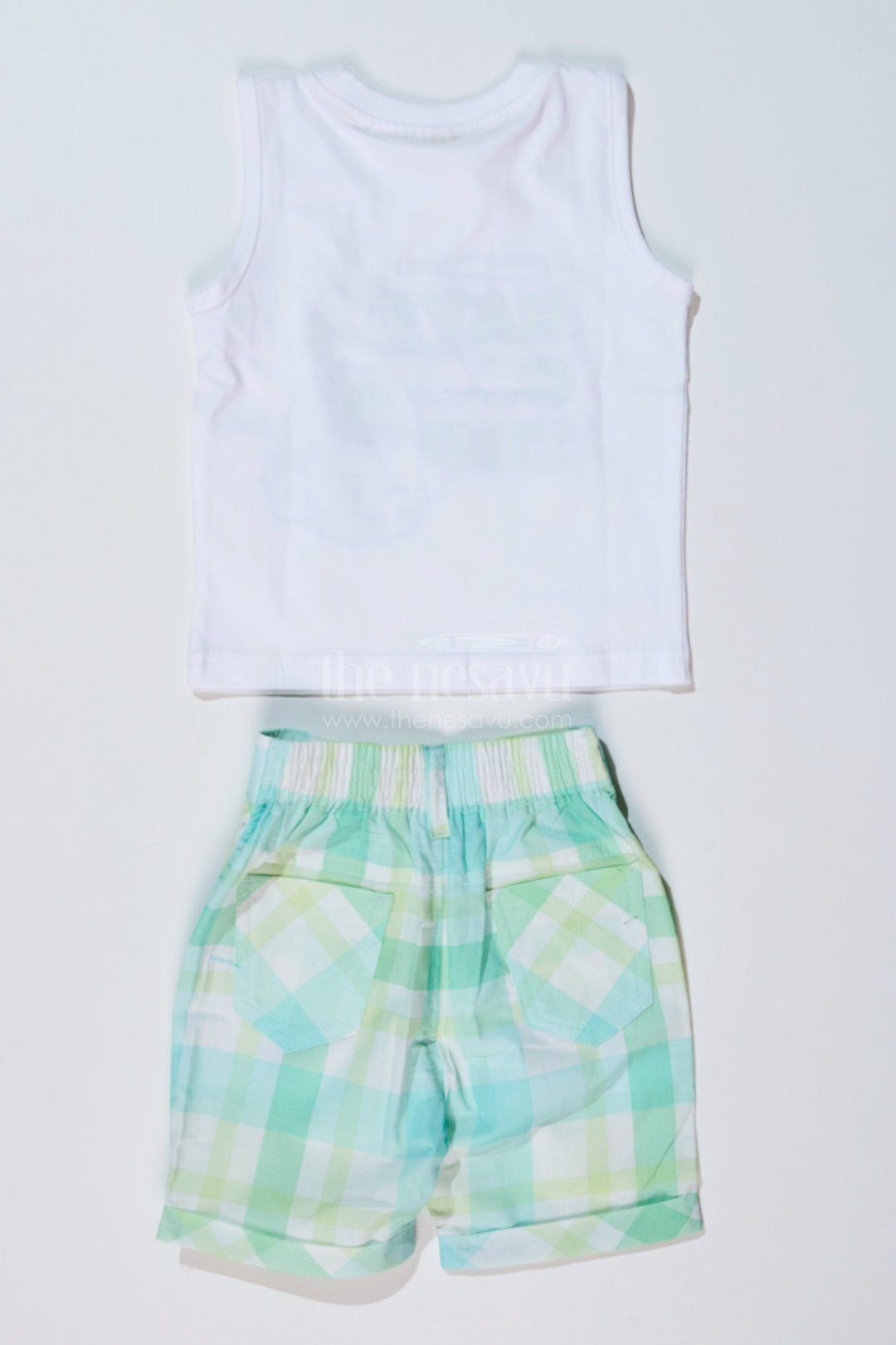The Nesavu Boys Casual Set Boys Smart Casual Shirts with Checked Shorts and Graphic T-Shirt for Everyday Wear Nesavu Nesavu Boys Smart Casual Shirt Set Checked Shorts Printed T-Shirt