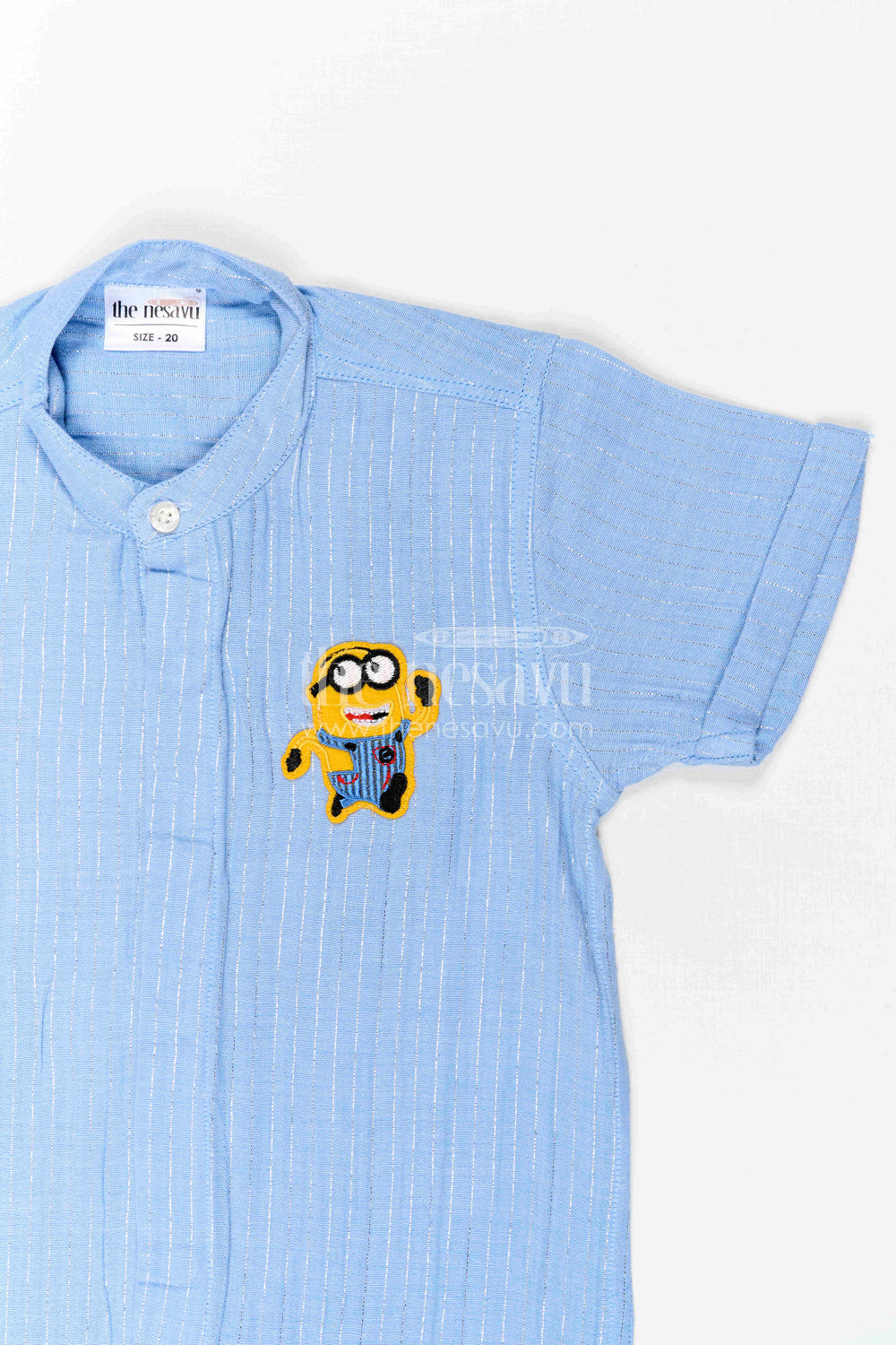 The Nesavu Boys Cotton Shirt Boys Smart Shirt for Birthday Party Styling Nesavu Nesavu Boys Smart Shirt For Birthday Party Styling With Lurex Zari Cotton And Chest Applique