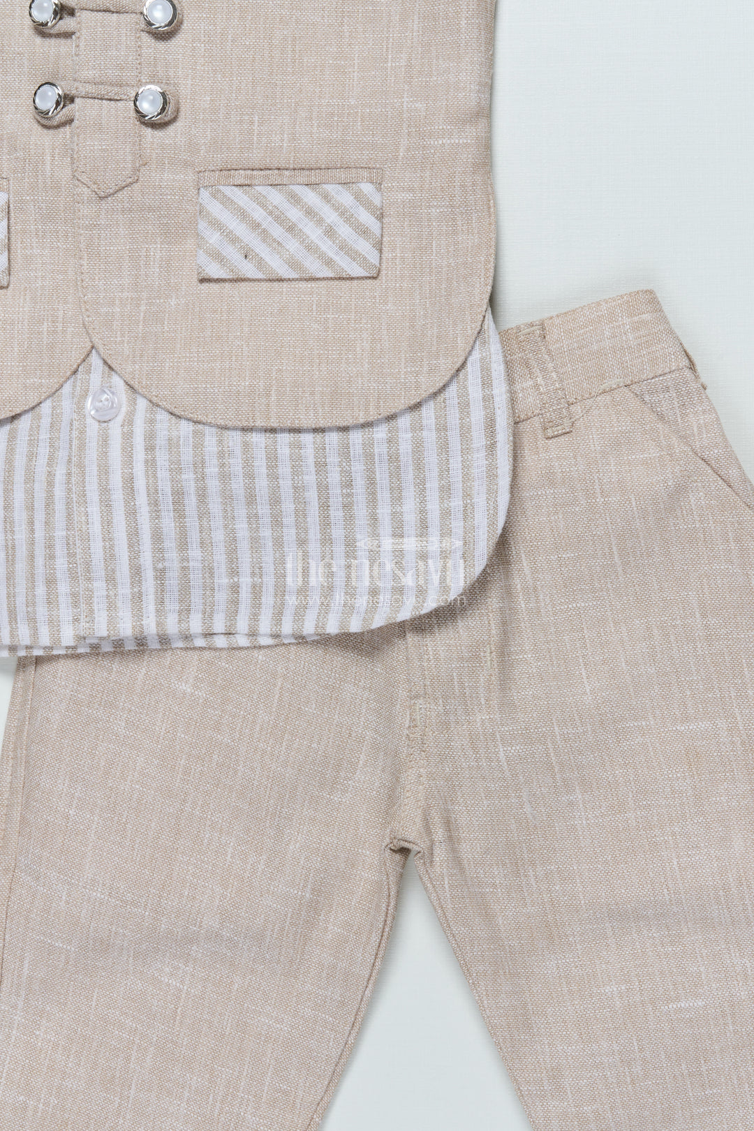 The Nesavu Boys Casual Set Boys Striped Casual Set for Festive Day Outs and Celebrations Nesavu Nesavu boys cotton stripe casual outfit set festive occasions
