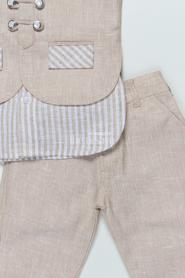 The Nesavu Boys Casual Set Boys Striped Casual Set for Festive Day Outs and Celebrations Nesavu Nesavu boys cotton stripe casual outfit set festive occasions