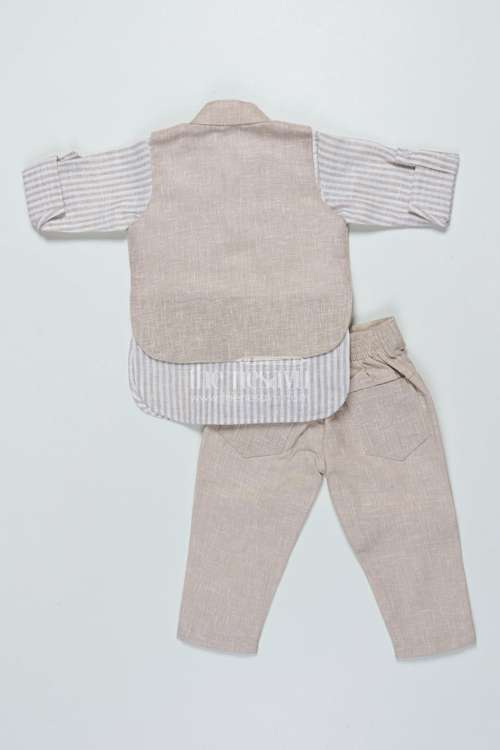 The Nesavu Boys Casual Set Boys Striped Casual Set for Festive Day Outs and Celebrations Nesavu Nesavu boys cotton stripe casual outfit set festive occasions