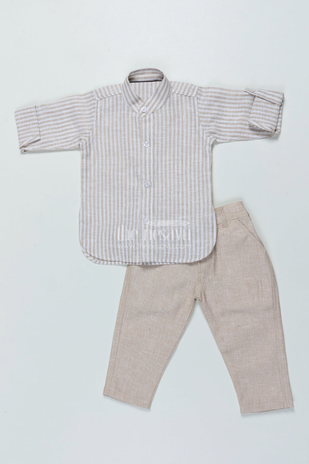 The Nesavu Boys Casual Set Boys Striped Casual Set for Festive Day Outs and Celebrations Nesavu Nesavu boys cotton stripe casual outfit set festive occasions