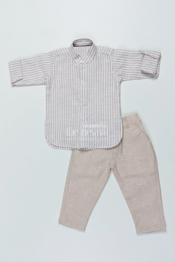 The Nesavu Boys Casual Set Boys Striped Casual Set for Festive Day Outs and Celebrations Nesavu Nesavu boys cotton stripe casual outfit set festive occasions