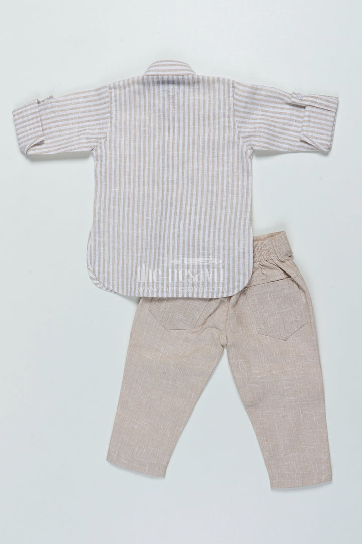 The Nesavu Boys Casual Set Boys Striped Casual Set for Festive Day Outs and Celebrations Nesavu Nesavu boys cotton stripe casual outfit set festive occasions