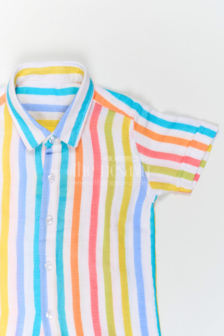 The Nesavu Boys Cotton Shirt Boys Striped Cotton Shirt for Casual Outings and Summer Wear Nesavu Nesavu boys striped cotton shirt for casual outings and summer wear breathable kids shirt