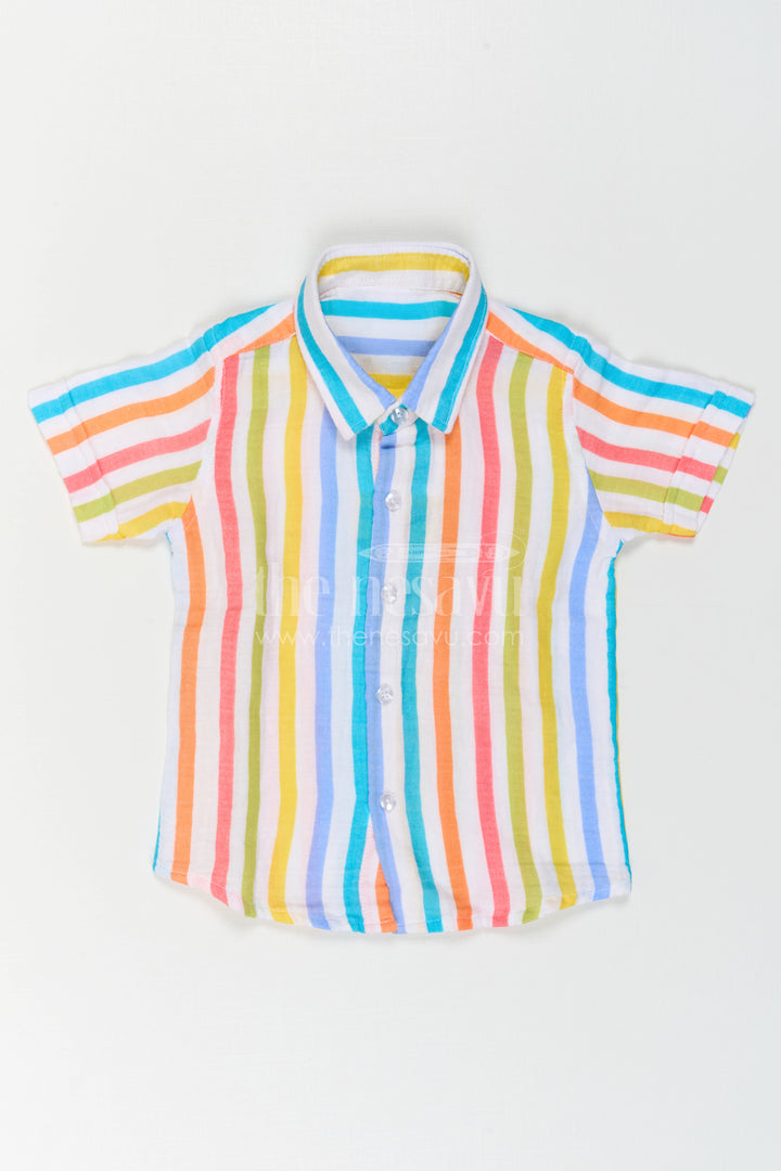 The Nesavu Boys Cotton Shirt Boys Striped Cotton Shirt for Casual Outings and Summer Wear Nesavu Nesavu boys striped cotton shirt for casual outings and summer wear breathable kids shirt